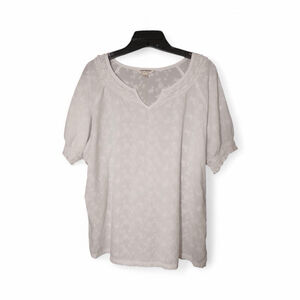 Tantrums Women’s 1X White Eyelet Cotton Blouse (55JC)